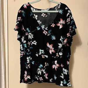 Ricki’s black floral short sleeve blouse